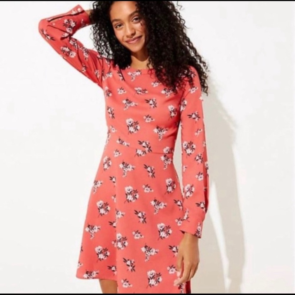 LOFT long sleeve floral dress, size 8